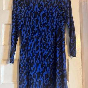 Blue and Black Patterned Women's Dress